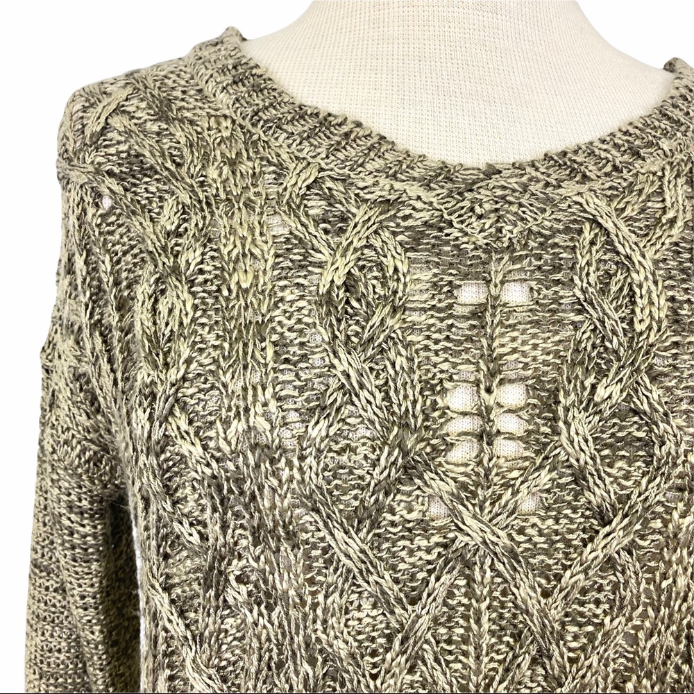 ALTAR’D STATE Brown V-Neck Pullover Sweater with Raw Hem